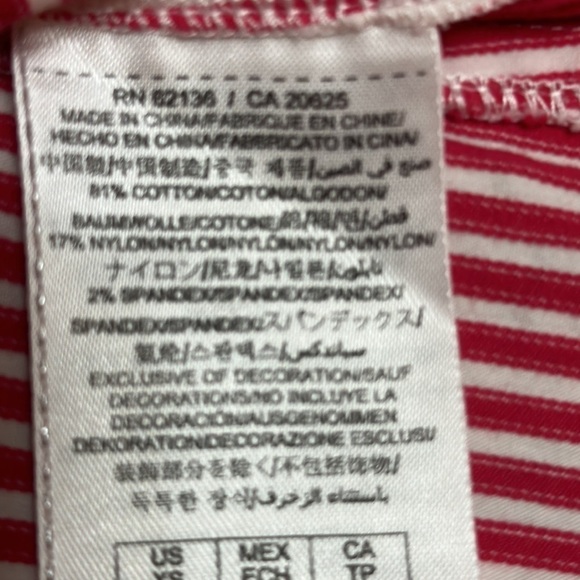 Guess Jeans Stretch Long-sleeved V-Neck Button down Shirt Red|White Stripes XS - Picture 7 of 7